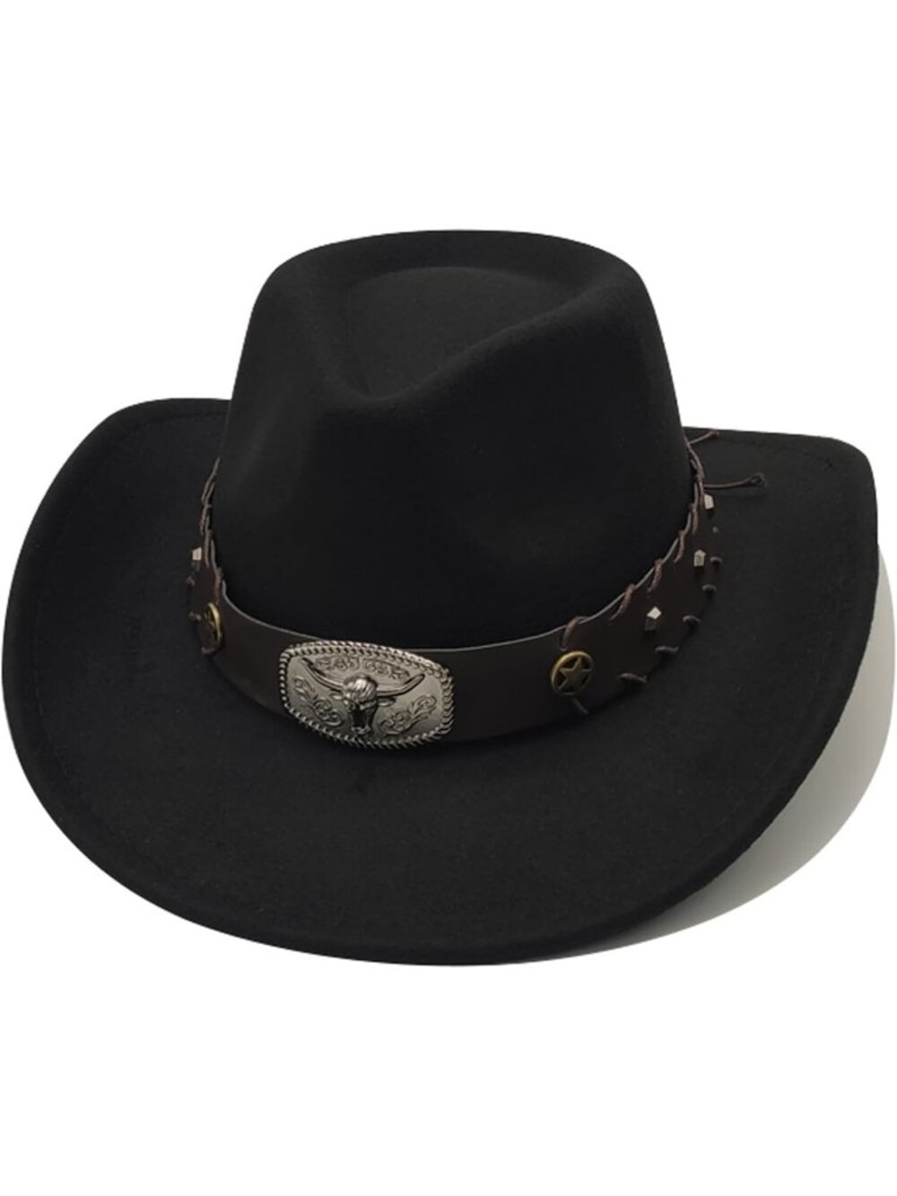 Women's Black 2# Western Cowgirl Hats Felt Fedora Hat Chapeau Halloween Costume